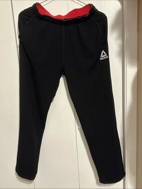 Reebok Men’s Black Joggers with Red Waistband